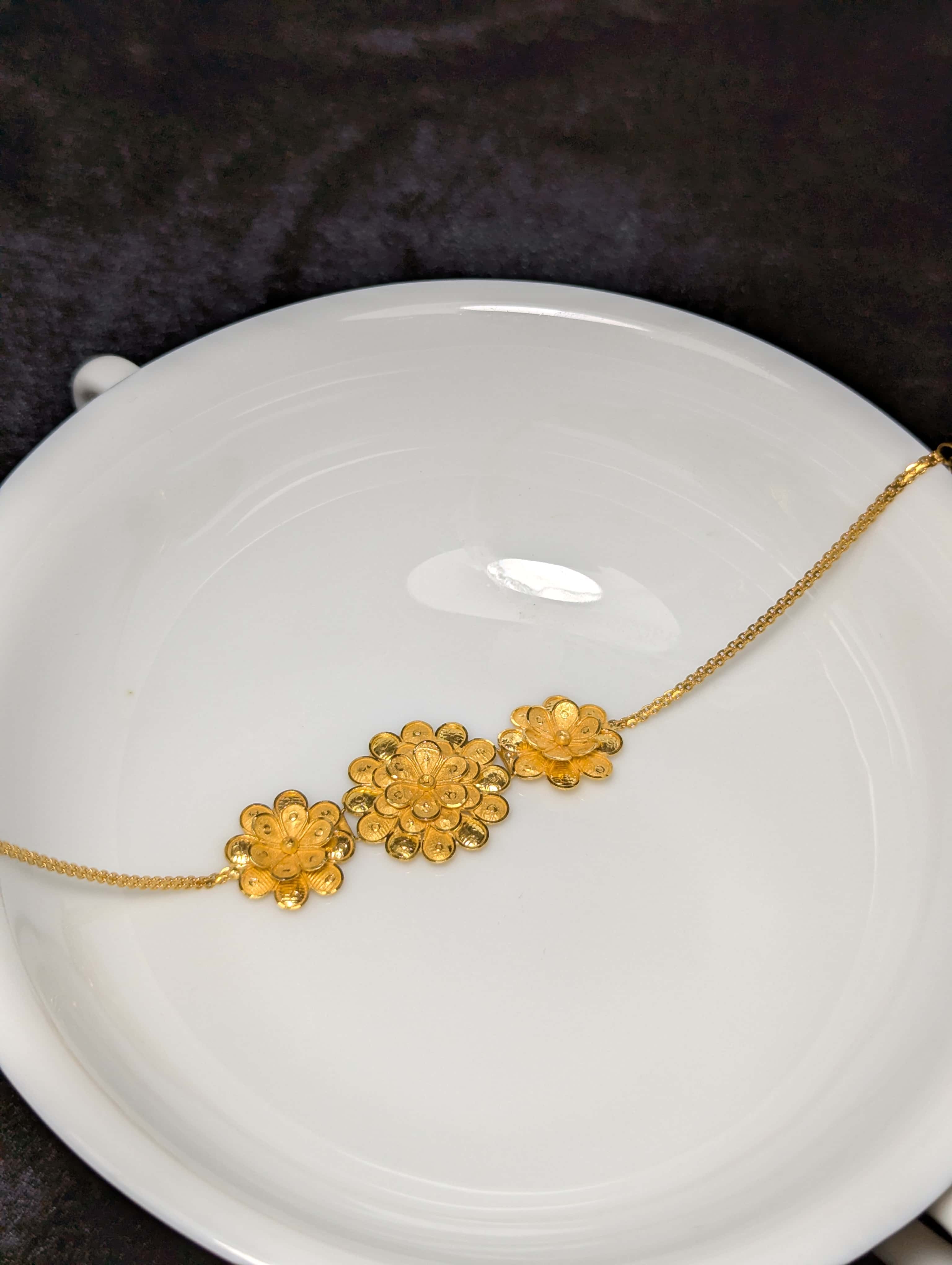 The Trio Floral Filigree Chain Bracelet